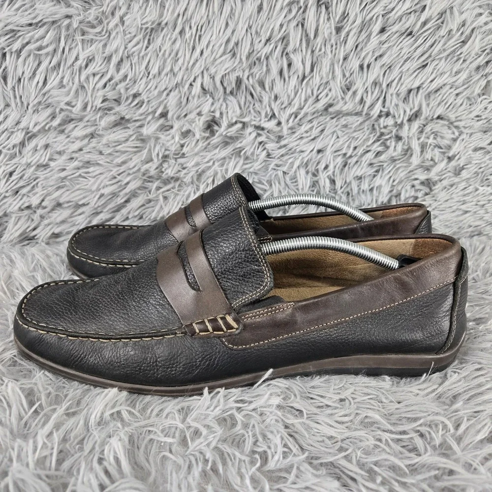 Florsheim Mens 13 Black Brown Leather Penny Loafer Driving Mocs‎ 13324